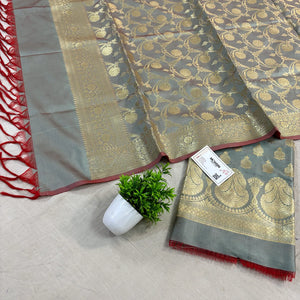 Mint Green Gumbad Crown Satin Silk Banarasi Suit