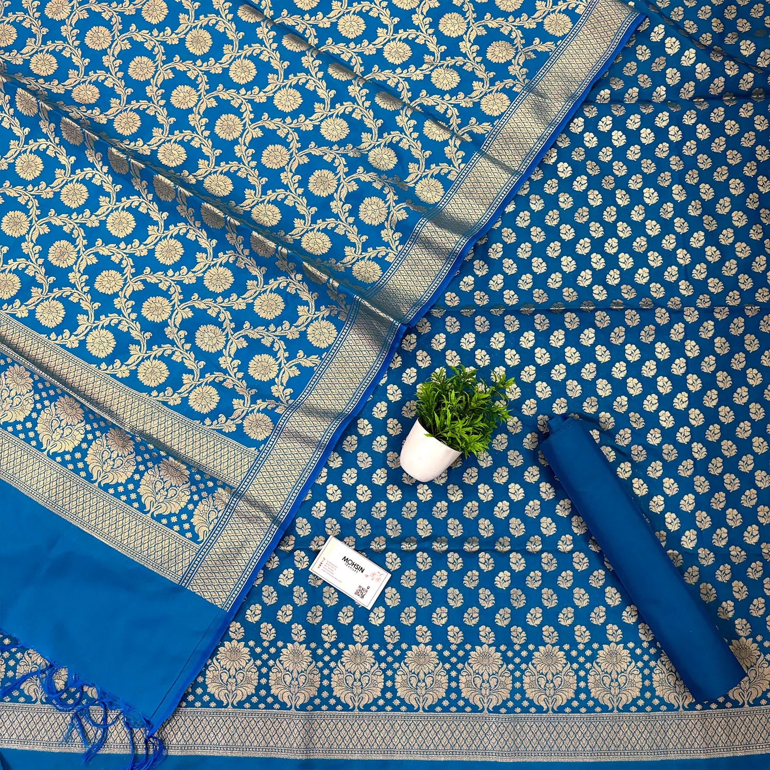 Firozi Guldaan Fool Katan Silk Banarasi Suit