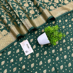 Bottle Green Kalli Patta Katan Silk Banarasi Suit