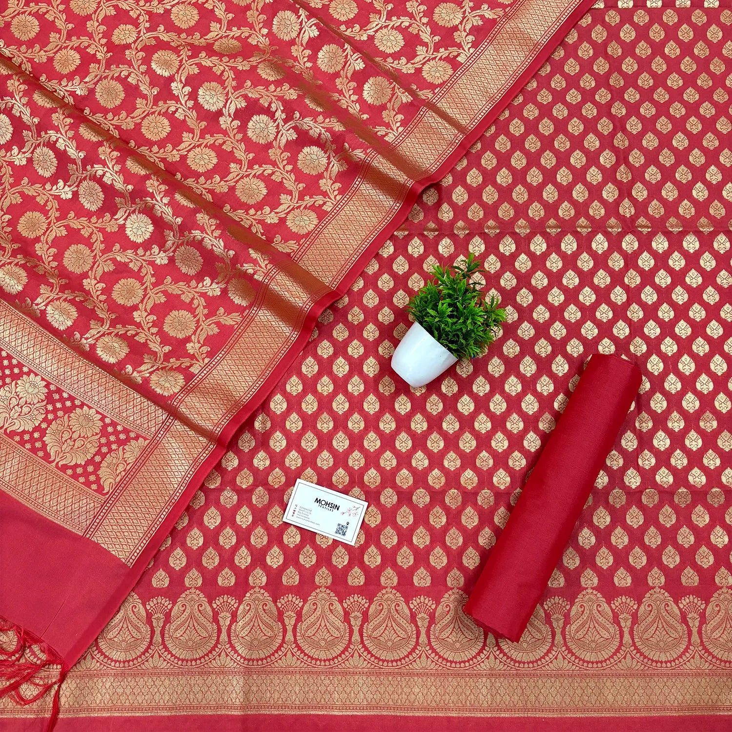 Peach Gumbad Buti Katan Silk Banarasi Suit