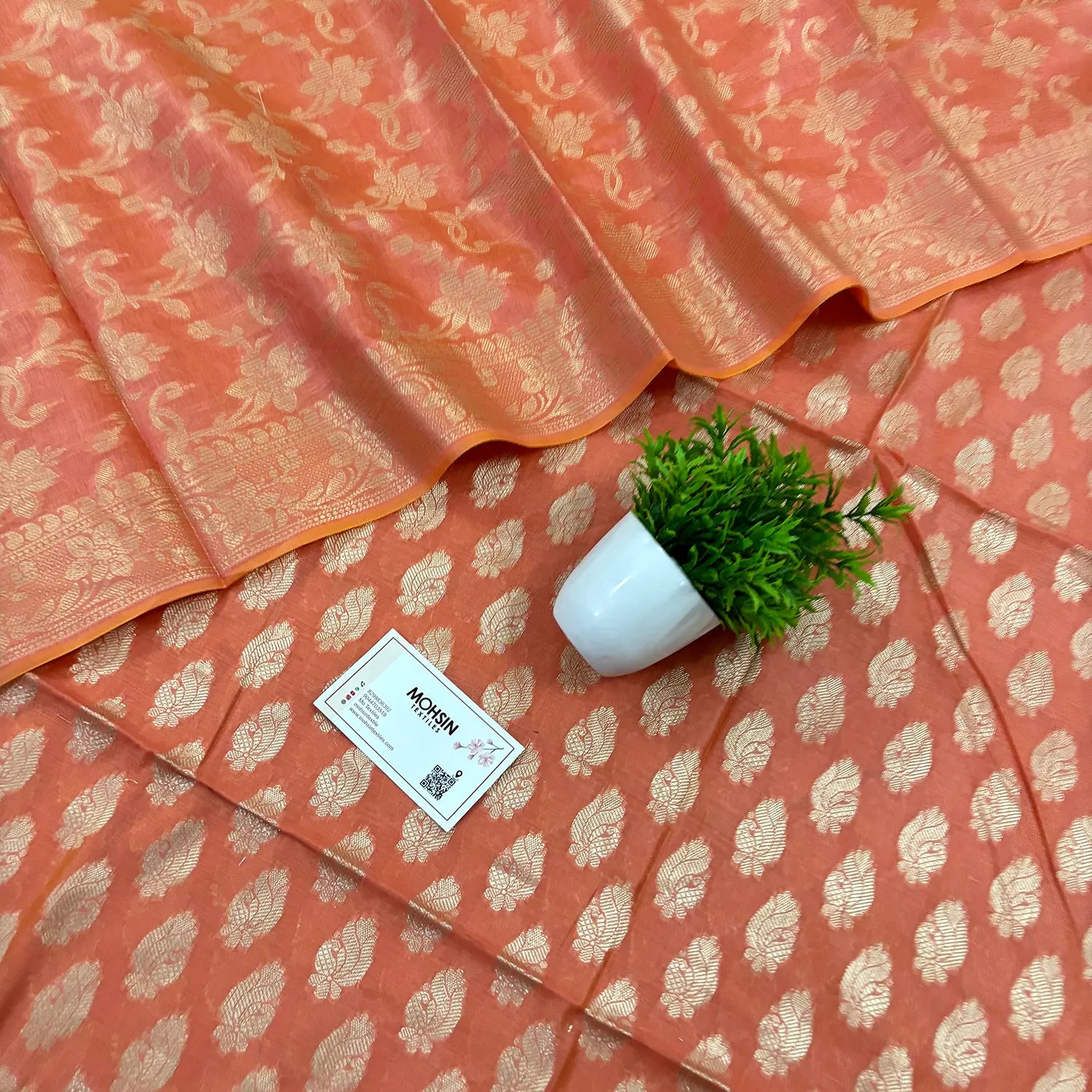 Orange Holika Golden Zari Banarasi Silk Suit