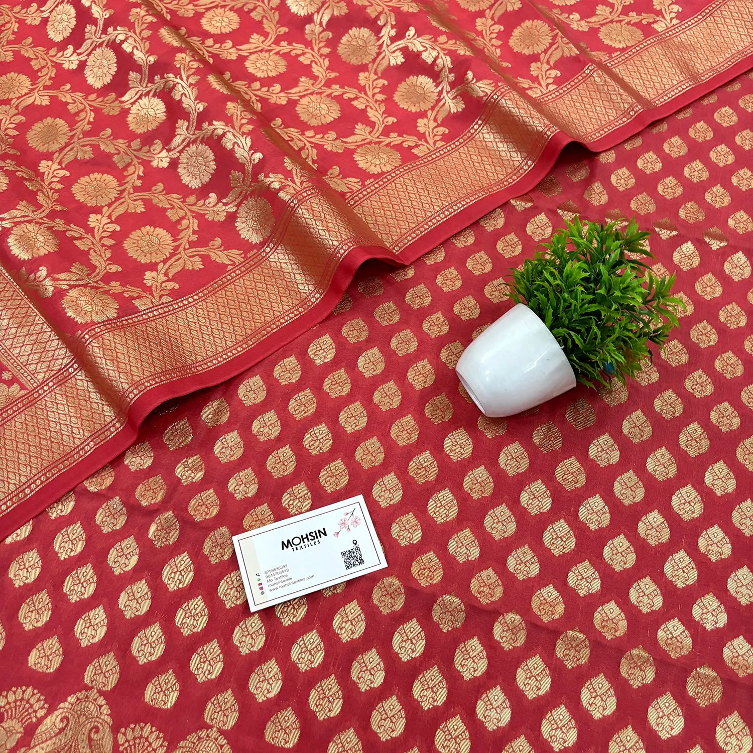 Peach Gumbad Buti Katan Silk Banarasi Suit