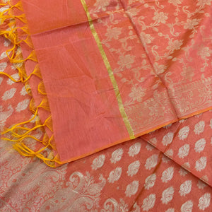 Orange Holika Golden Zari Banarasi Silk Suit