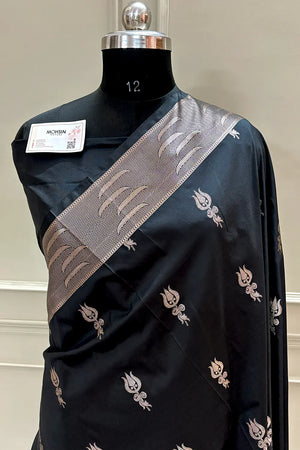 Black Kalyug Satin Silk Banarasi Saree