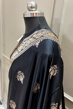 Black Kohinoor Buti Katan Silk Banarasi Saree