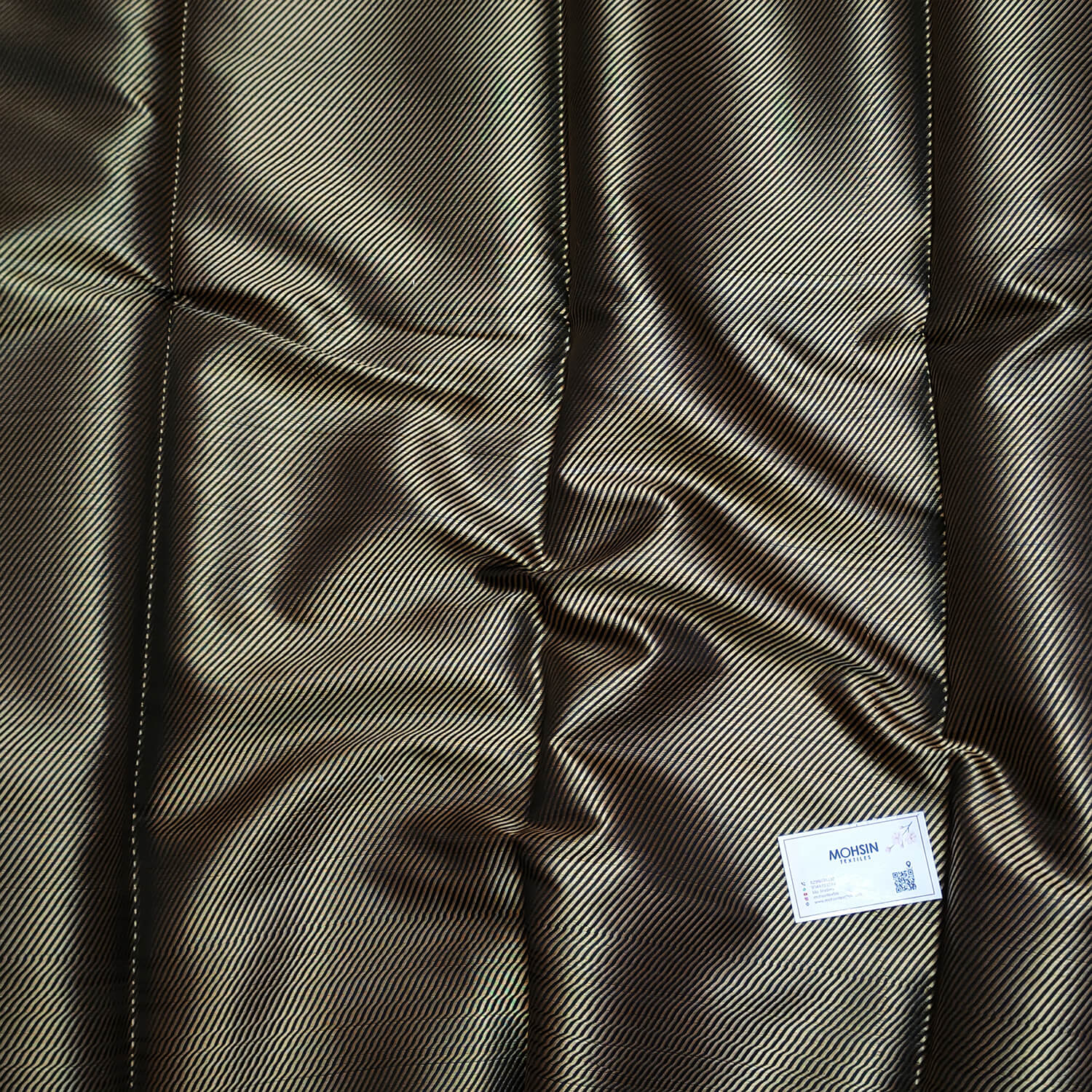 Black Laher Satin Silk Banarasi Fabric