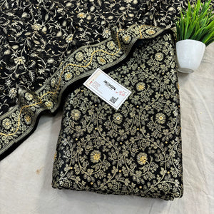 Black Stone Work Kimkhab Silk Banarasi Gharara