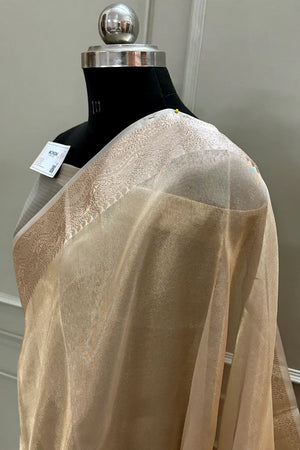 Cooper Golden Zari Tissue Silk Banarasi Saree