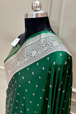 Green Golden Zari Katan Silk Banarasi Saree