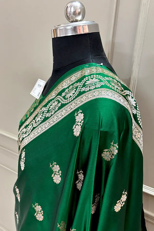 Green Golden Zari Katan Silk Banarasi Saree
