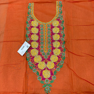 Orange Chikankari Chanderi Silk Salwar Suit