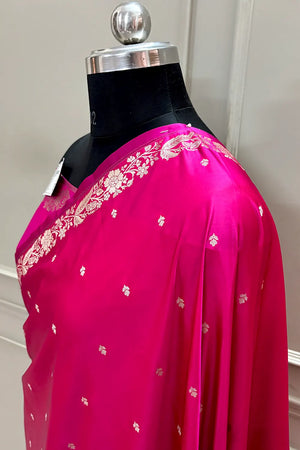 Pink Golden Zari Katan Silk Banarasi Saree