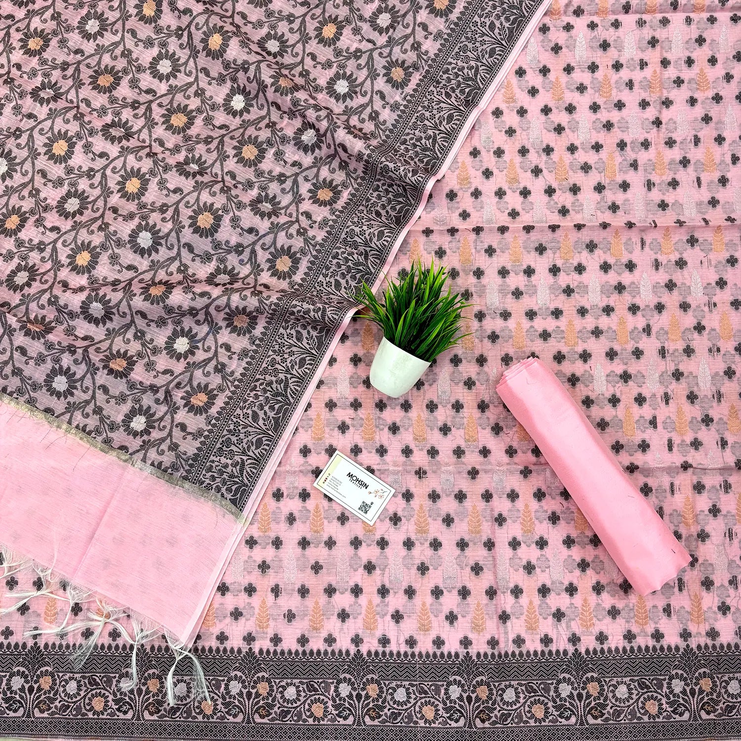 Pink Resham Zari Banarasi Silk Suit