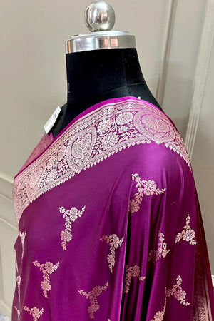 Purple Golden Zari Katan Silk Banarasi Saree
