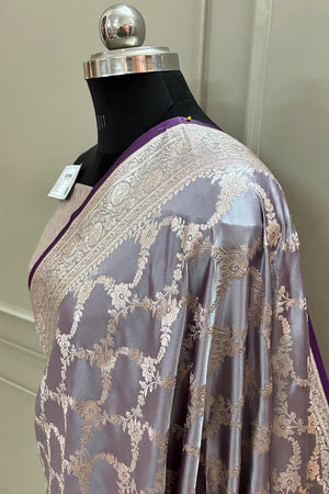 Purple Scorpion Jaal Katan Silk Banarasi Saree