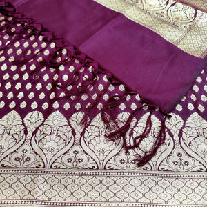 Wine Kalli Buti Katan Silk Banarasi Suit