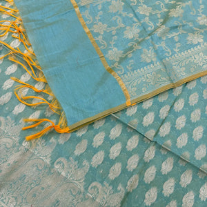 Firozi Holika Golden Zari Banarasi Silk Suit