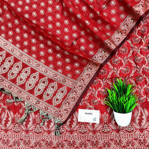 Red Surahi Jaal Cotton Silk Banarasi Suit