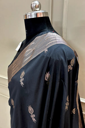 Black Kalyug Satin Silk Banarasi Saree