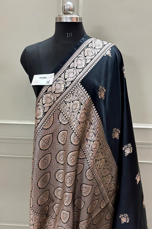 Black Kohinoor Buti Katan Silk Banarasi Saree