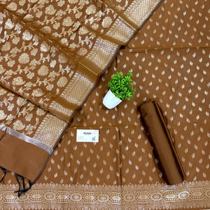 Dark Mustard Sunehri Pankh Satin Silk Banarasi Suit