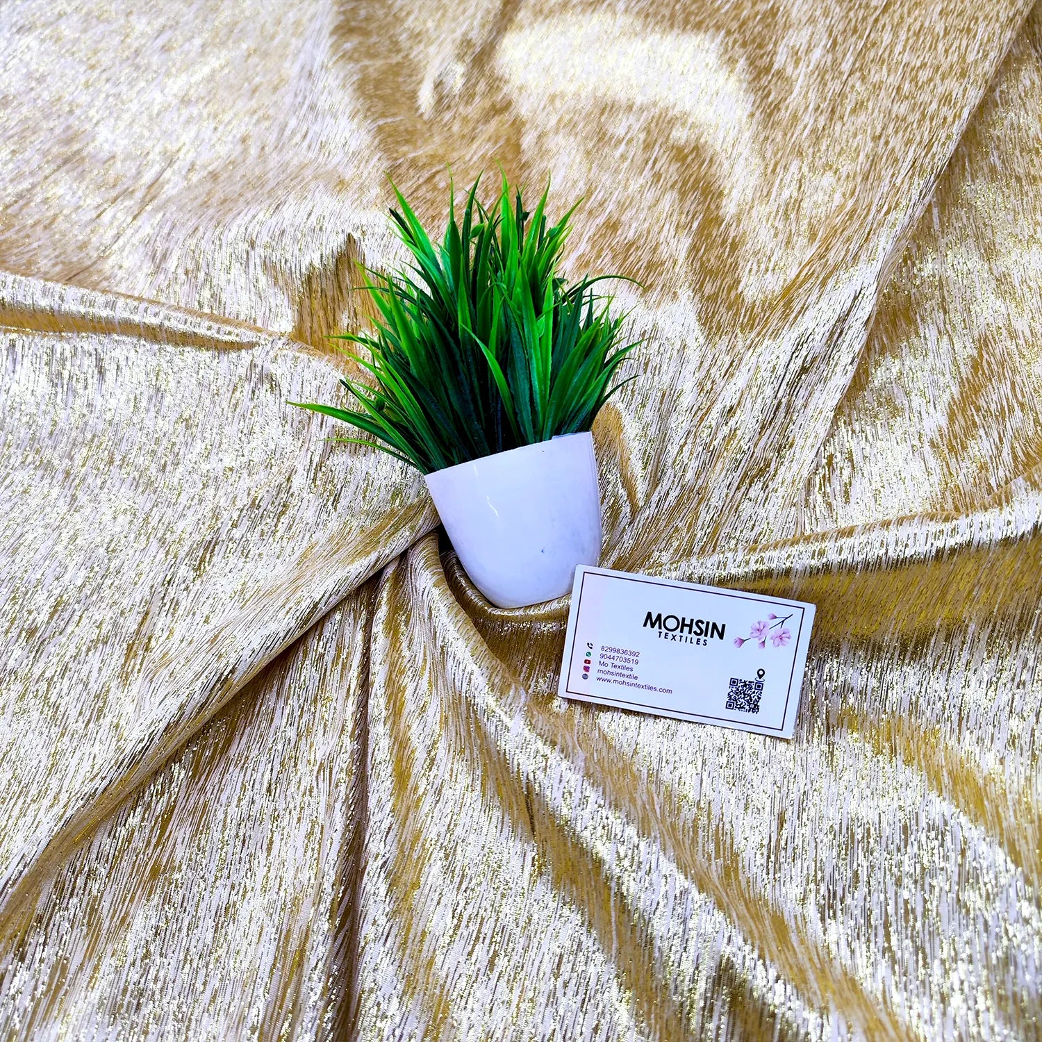 Gold Sona Jharna Shimmer Silk Banarasi Fabric