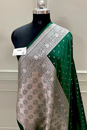 Green Golden Zari Katan Silk Banarasi Saree
