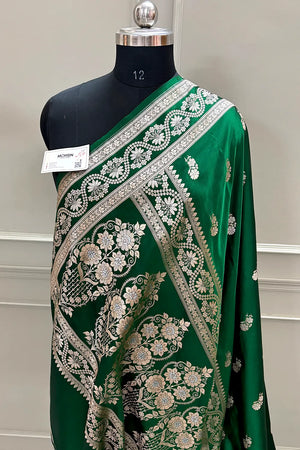 Green Golden Zari Katan Silk Banarasi Saree
