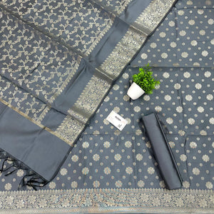 Grey Shaktiman Buti Satin Silk Banarasi Suit
