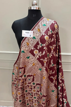Maroon Resham Zari Silky Banarasi Saree