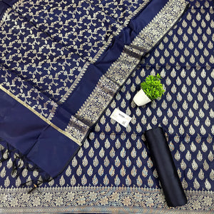 Navy Blue Agnipath Buti Satin Silk Banarasi Suit