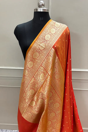 Orange Nanhikali Katan Silk Banarasi Saree