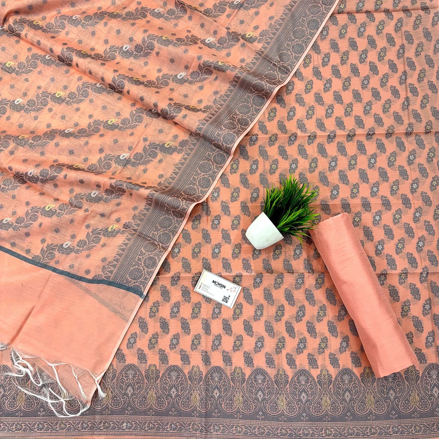 Orange Resham Zari Banarasi Silk Suit