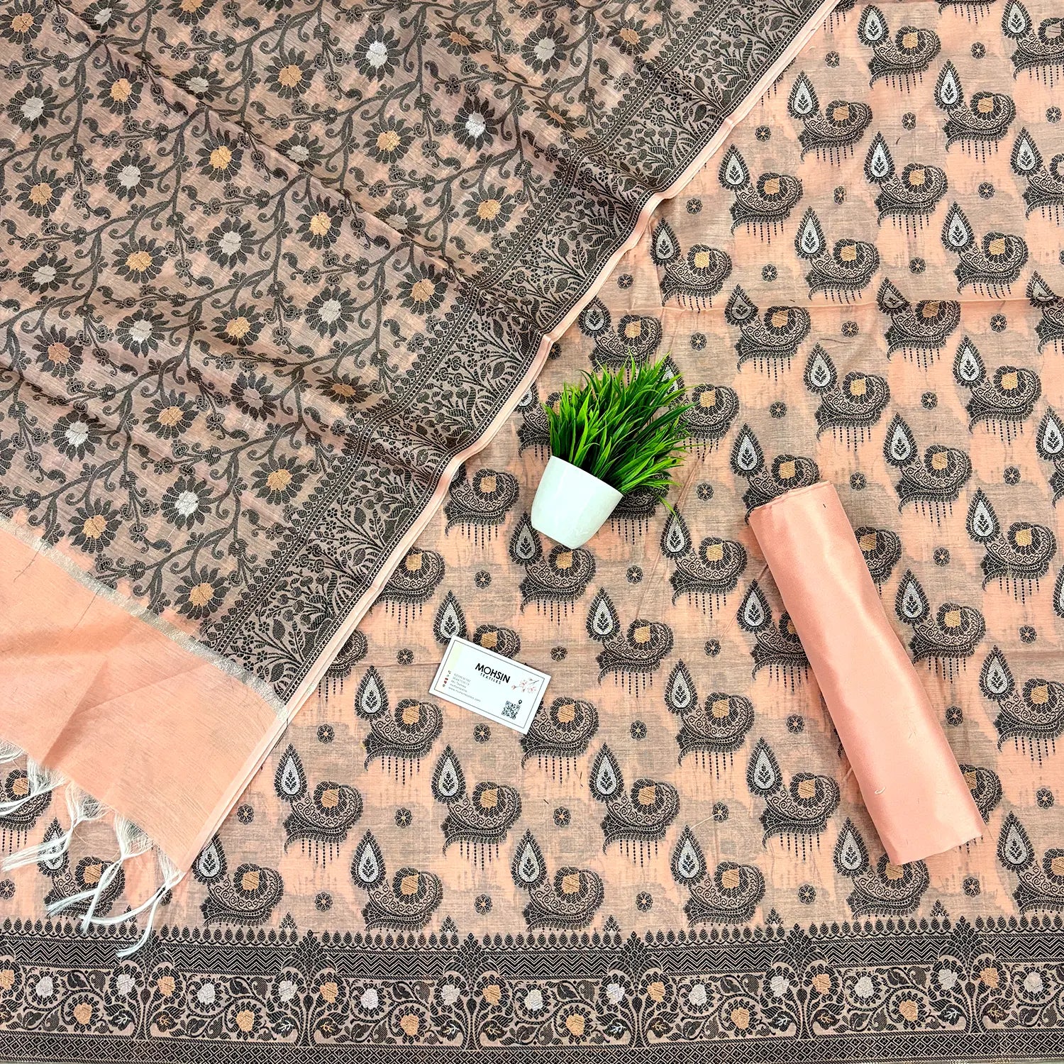 Orange Resham Zari Banarasi Silk Suit