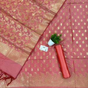 Peach Godzilla Satin Silk Banarasi Suit
