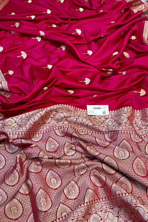 Pink Jellyfish Buti Katan Silk Banarasi Saree