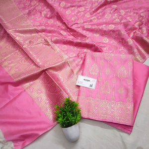 Pink With Pink Meena Katan Silk Banarasi Suit