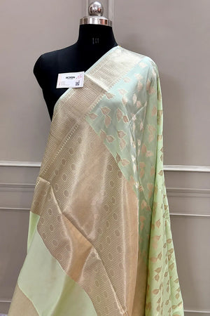 Pista Panchi Buti Katan Silk Banarasi Saree