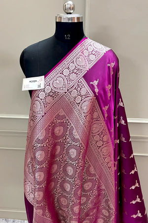 Purple Golden Zari Katan Silk Banarasi Saree