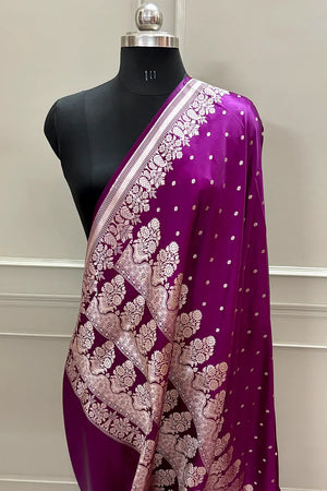 Purple Hawahawai Buti Katan Silk Banarasi Saree