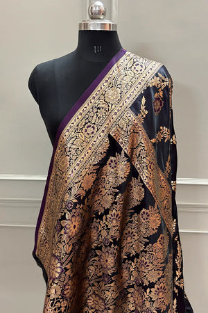 Purple Henna Jaal Katan Silk Banarasi Saree