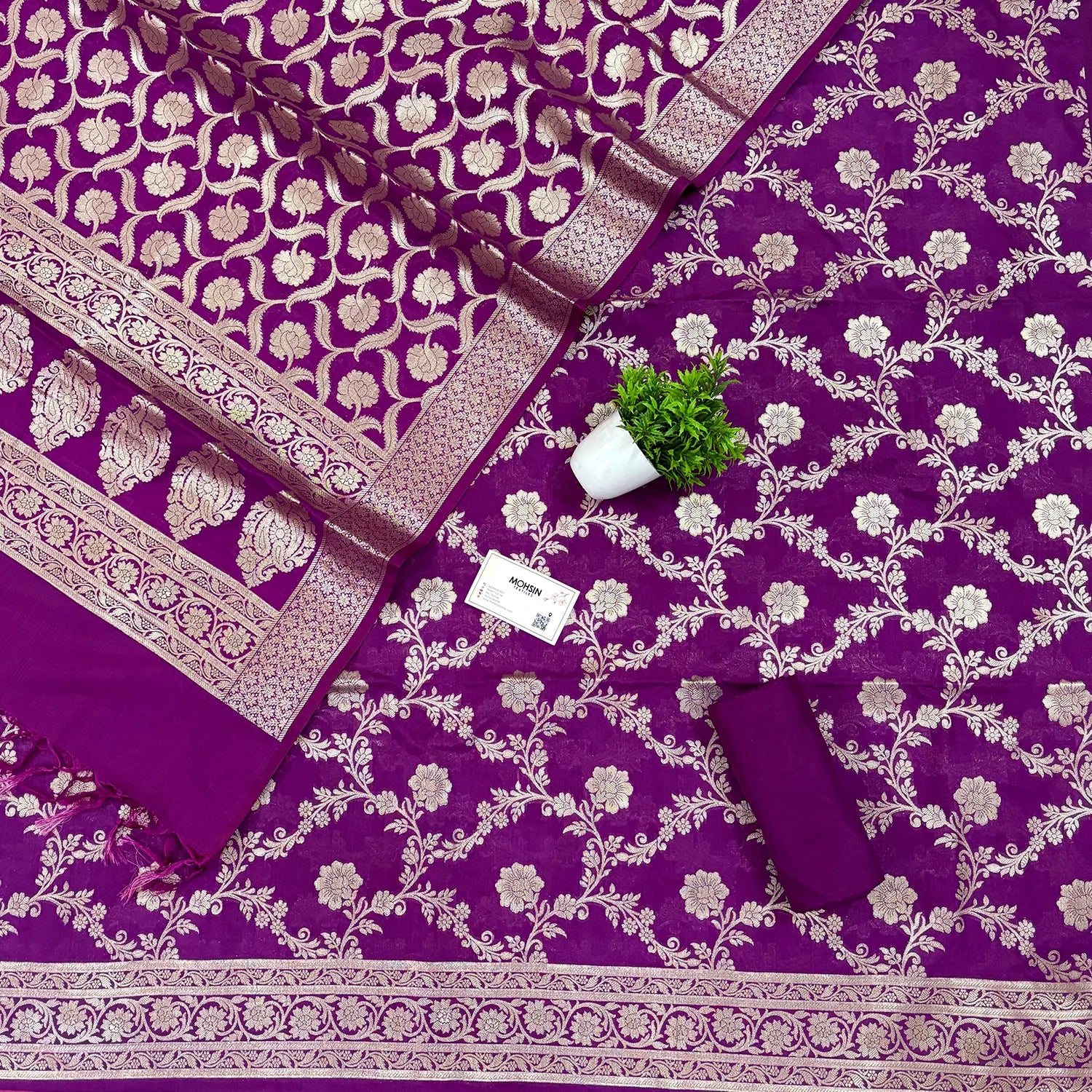 Purple Kashmiri Jaal Katan Silk Banarasi Suit