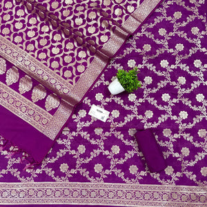 Purple Kashmiri Jaal Katan Silk Banarasi Suit