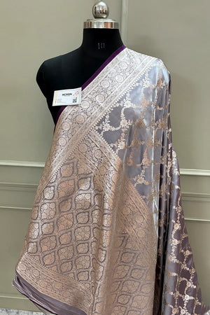 Purple Scorpion Jaal Katan Silk Banarasi Saree