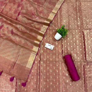 Rani Pink Kutki Tissue Silk Banarasi Suit