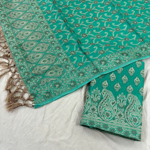 Sea Green Pakki Carry Fire Cotton Silk Banarasi Suit