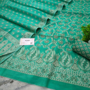 Sea Green Resham Zari Cotton Silk Banarasi Suit