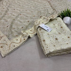 White Stone Work Kimkhab Silk Banarasi Gharara