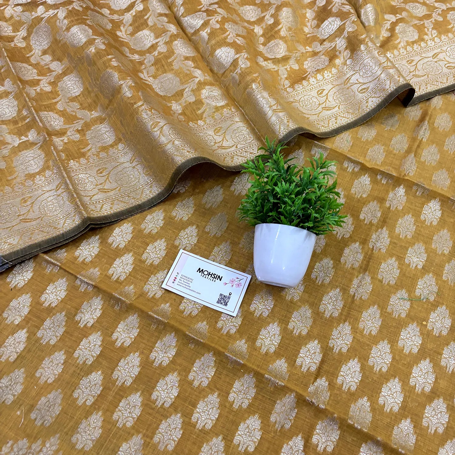 Mustard Frozen Tree Banarasi Silk Suit