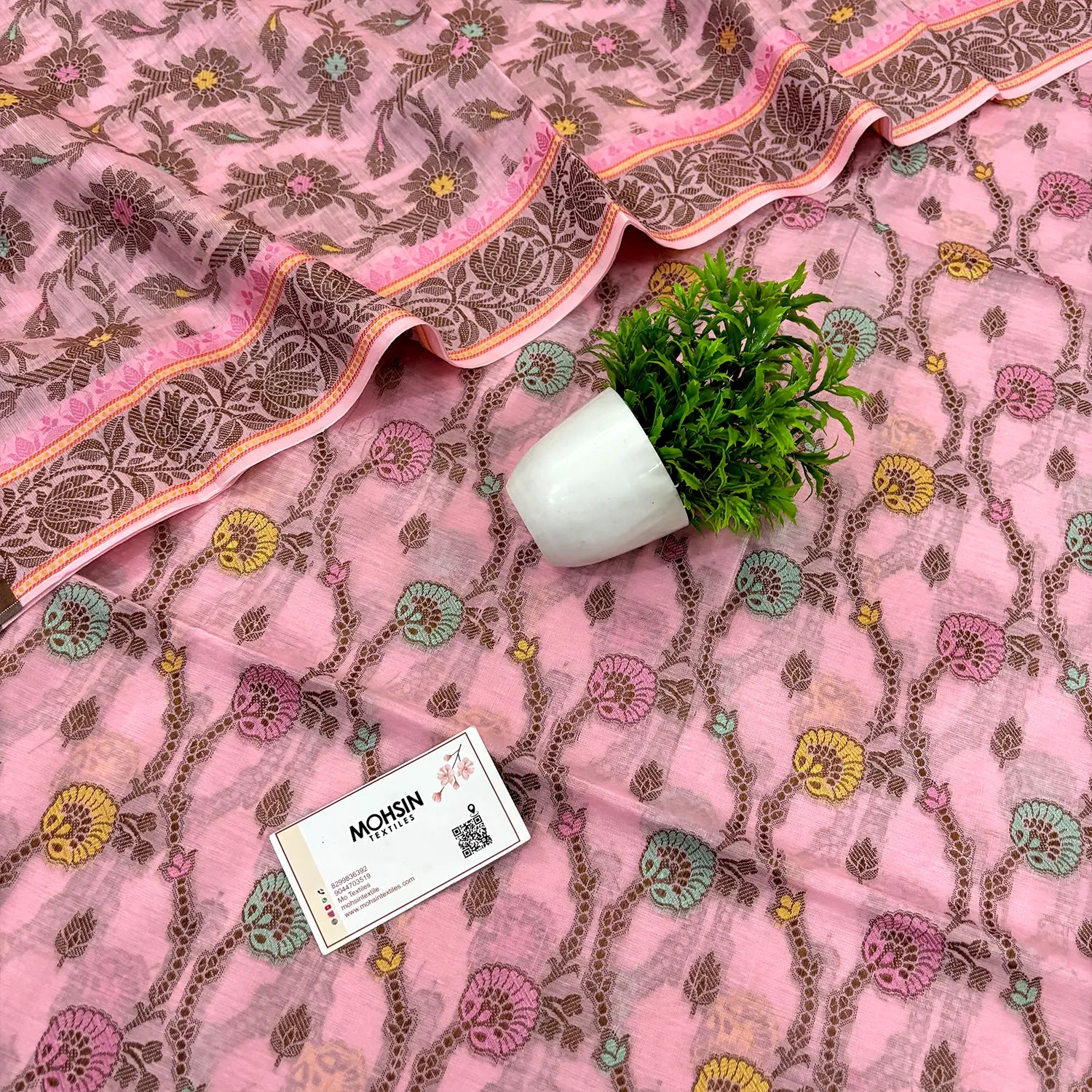 Baby Pink Resham Zari Banarasi Silk Suit